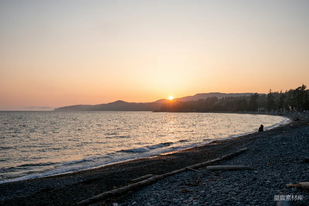 高清摄影 海滩 日落 自然 宁静 风景 夕阳下的海边