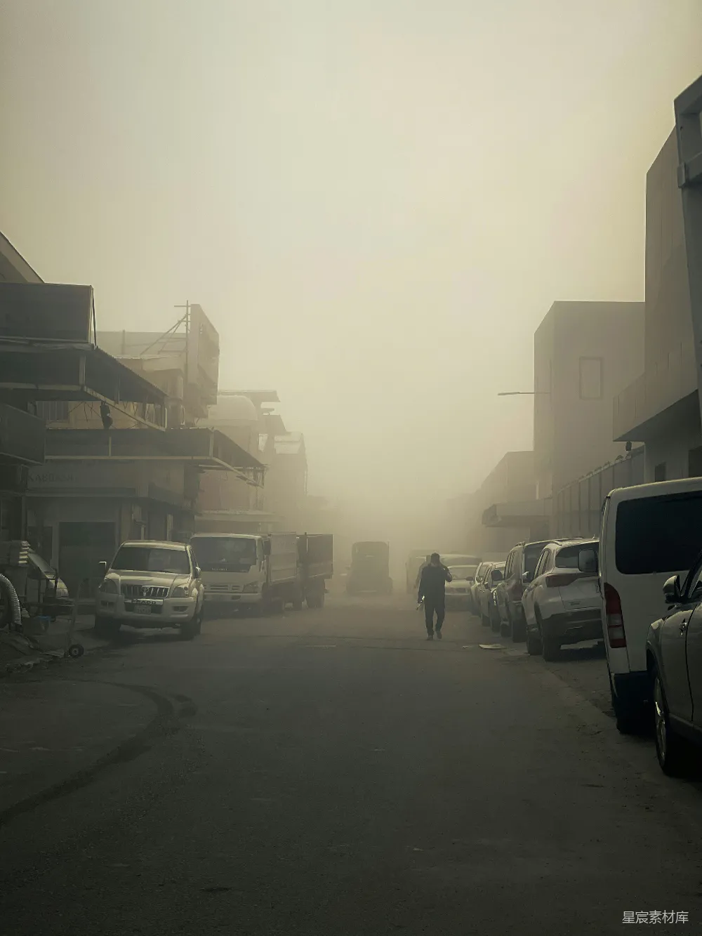 高清摄影 沙尘暴 城市 街道 天气 生活 沙尘暴中的街道