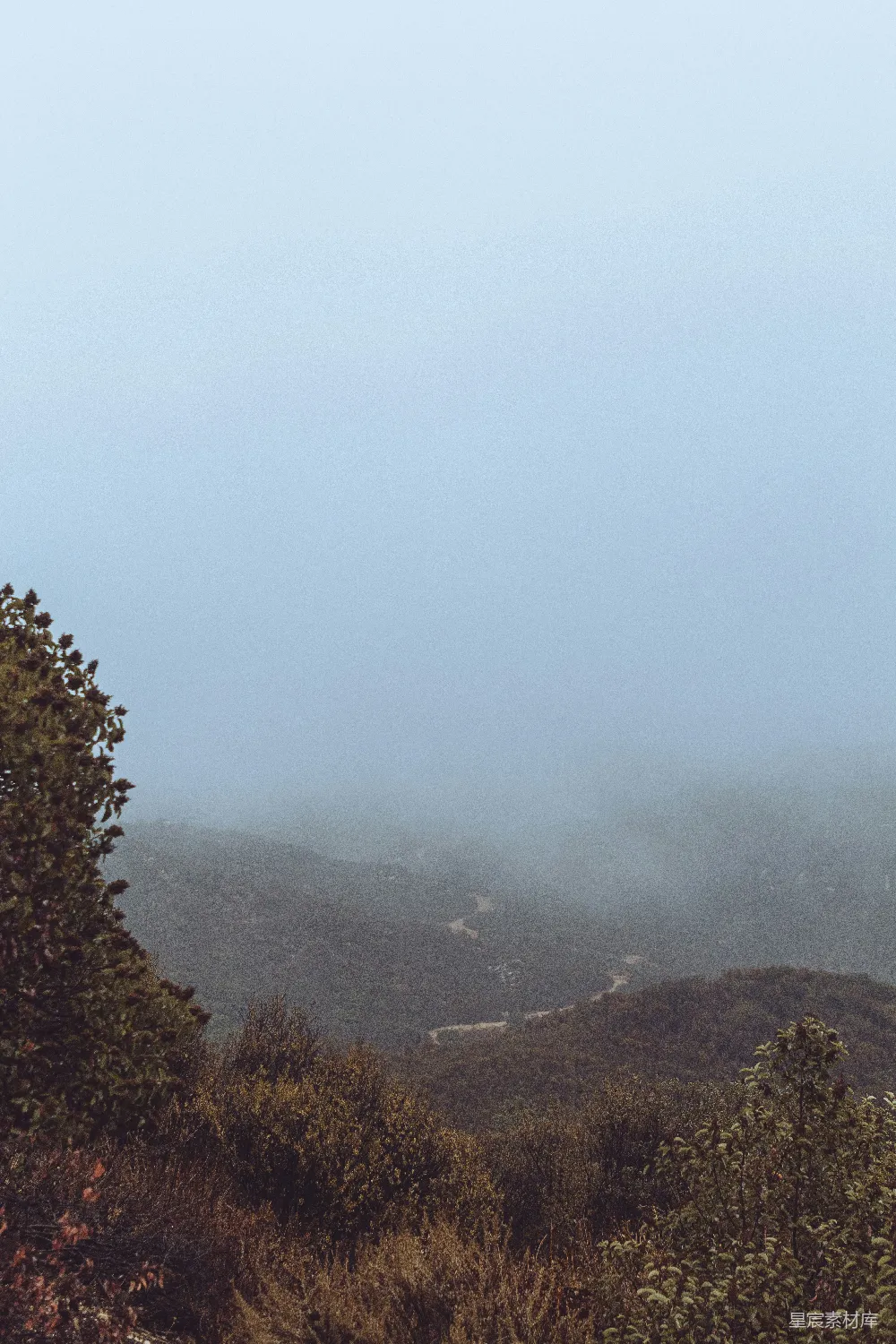 高清摄影 风景 自然 旅行 清晨 宁静 雾中的山路