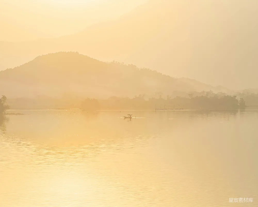 高清摄影 晨雾 宁静 自然 早起 渔人 晨曦中的宁静湖景