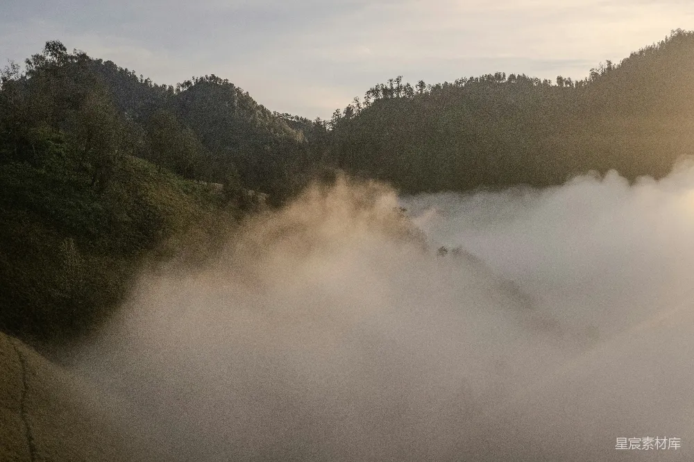 高清摄影 雾 山丘 自然 清晨 宁静 雾中的山丘