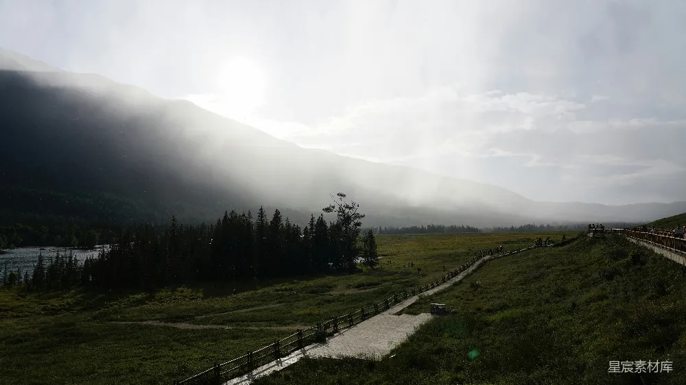 高清摄影 山景 自然风光 户外旅游 徒步路线 雾气 云雾缭绕的山间小径