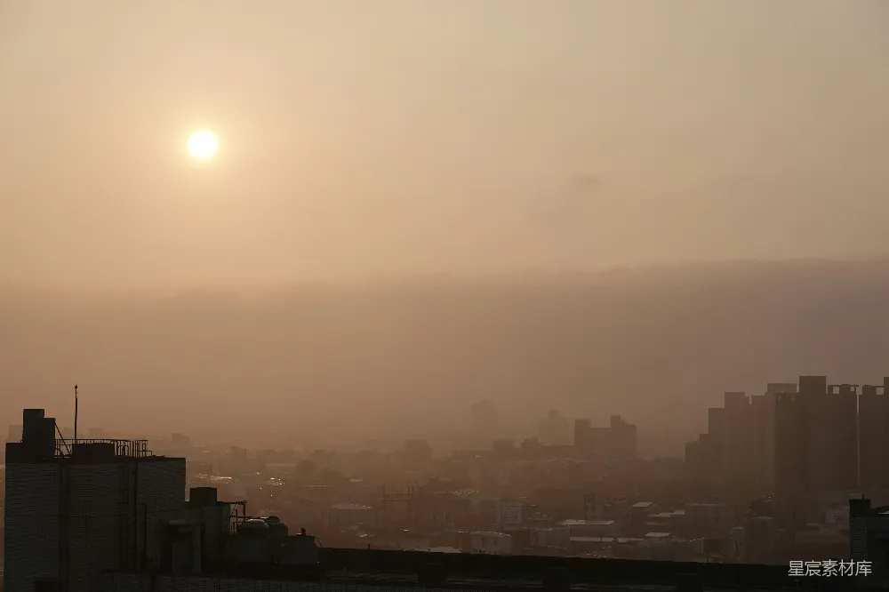 高清摄影 城市 雾霾 夕阳 大气污染 环境 夕阳下的城市雾霾