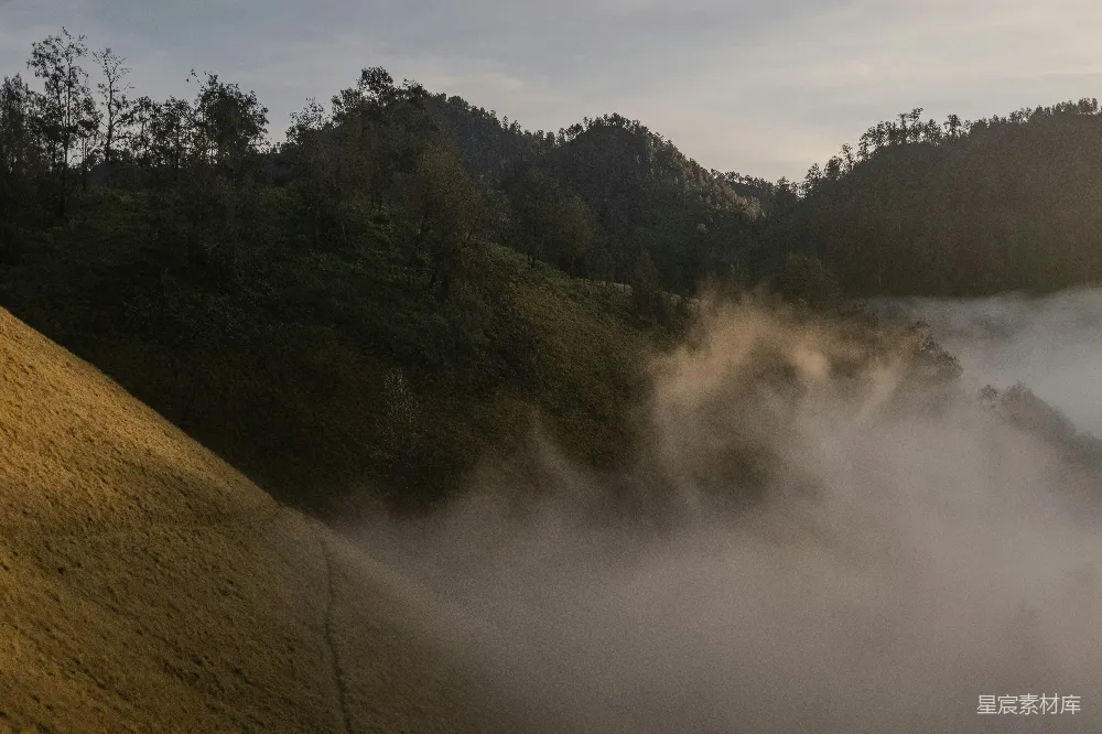 高清摄影 山丘 晨雾 自然景观 宁静 户外 晨雾中的山丘