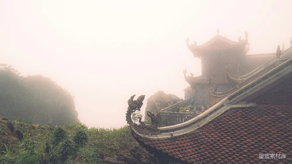 高清摄影 古建筑 晨雾 风景 历史 旅游 雾中古建筑
