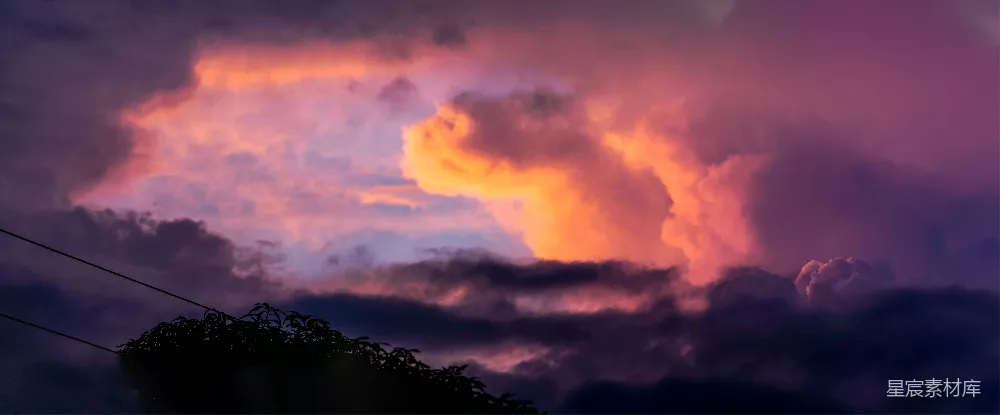 高清摄影 夕阳 云彩 自然美景 宁静 风景 夕阳下的云彩