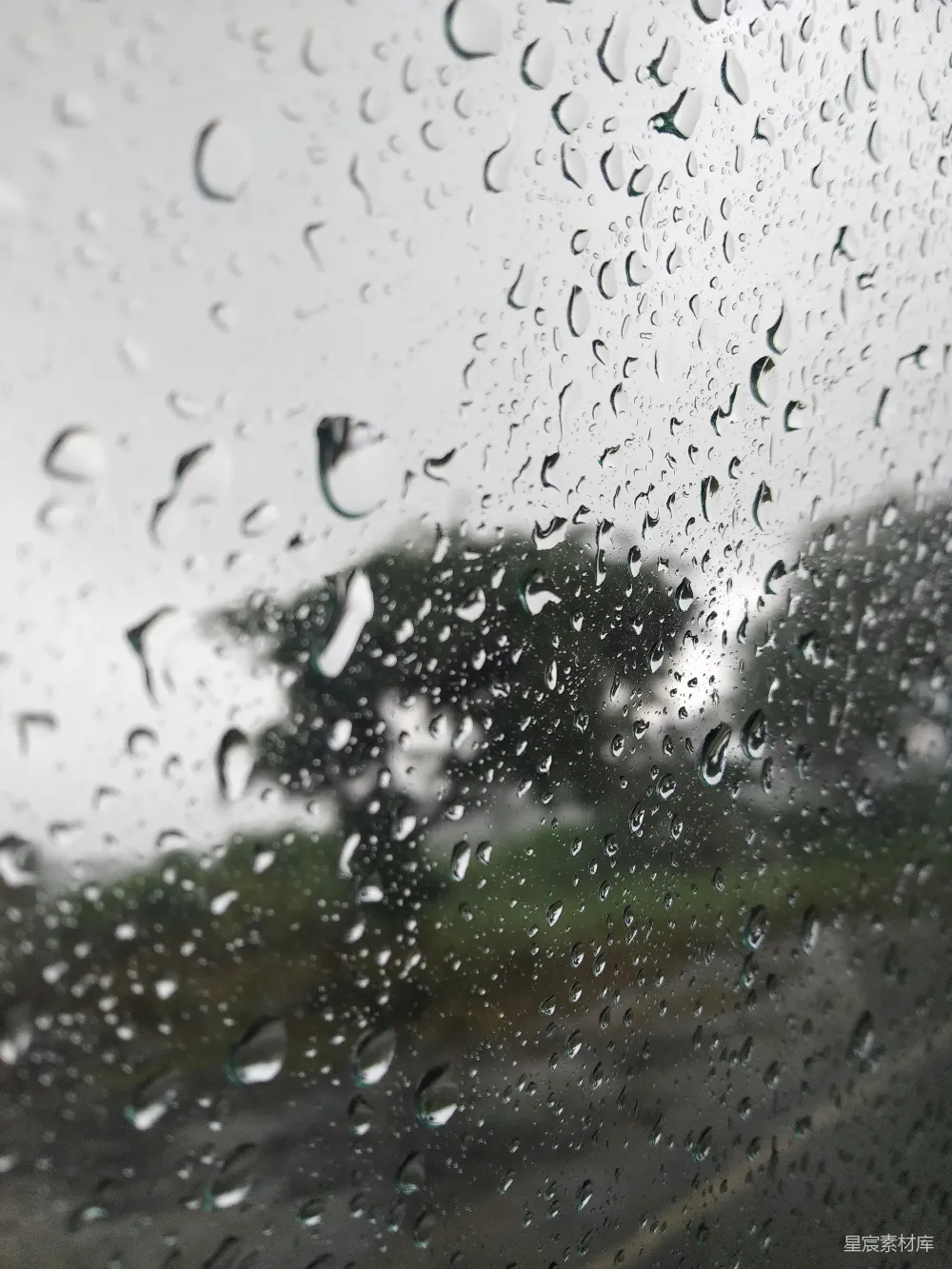 高清摄影 雨滴 窗外 自然 宁静 雨季 雨滴映照窗外景色