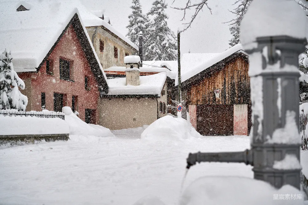 高清摄影 雪景 小村庄 冬日 乡村 自然 冬日雪景中的小村庄