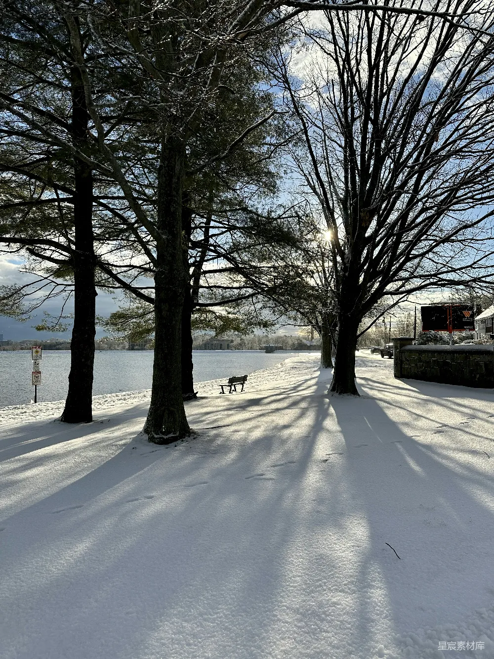 高清摄影 冬日 雪景 湖畔 自然风光 宁静 冬日湖畔雪景