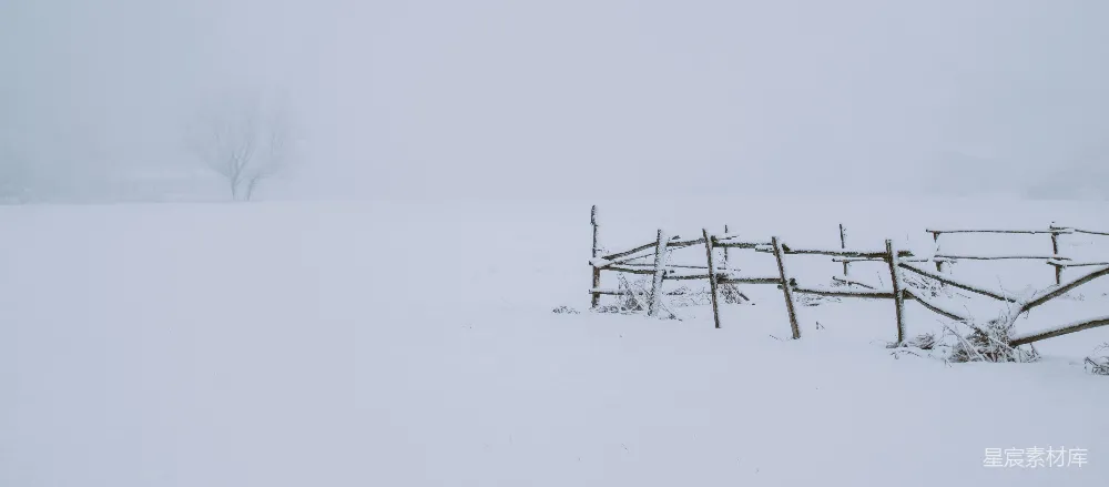 高清摄影 雪景 冬季 孤独 乡村 宁静 冬日雪景中的孤独栅栏