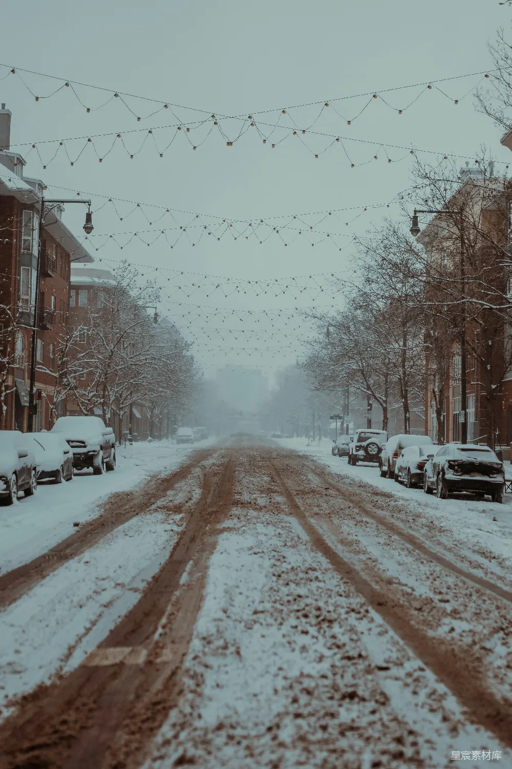 高清摄影 雪景 城市 冬季 宁静 街道 雪后宁静的街道