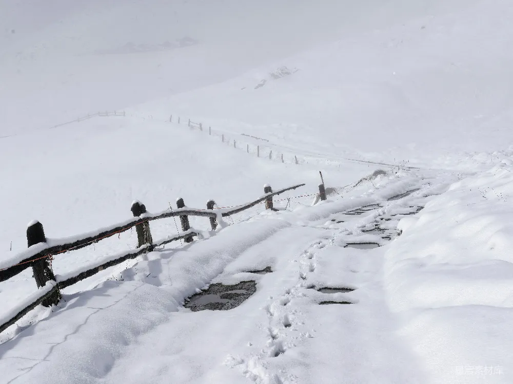 高清摄影 雪景 冬季 自然风光 户外 宁静 雪覆盖的山间小径