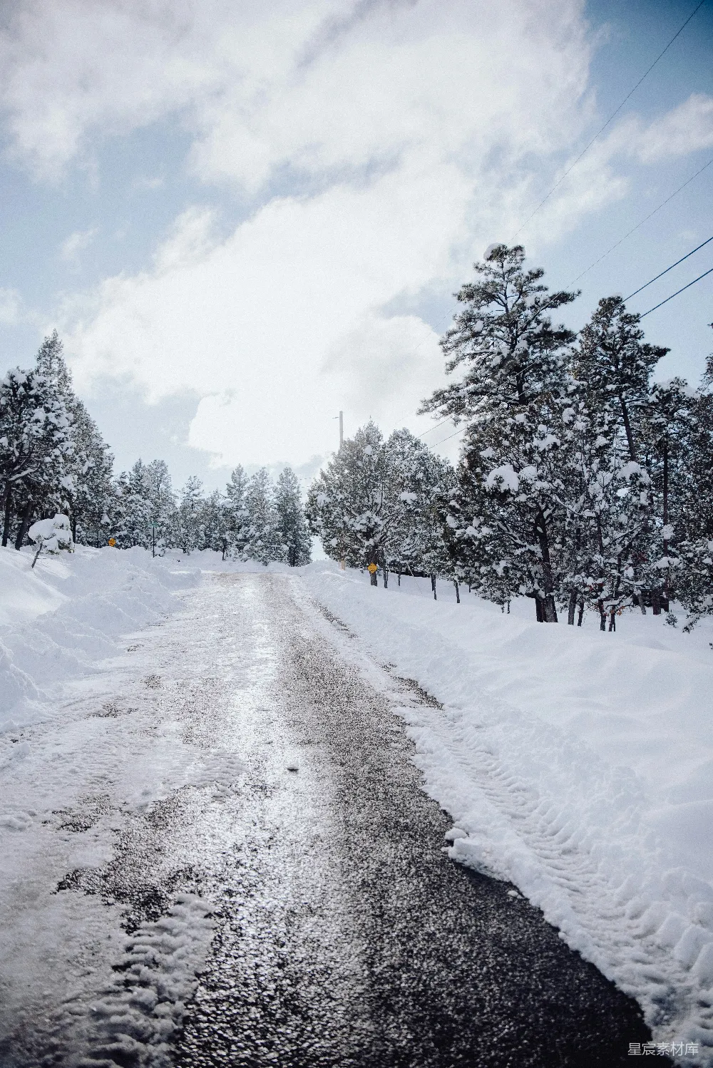 高清摄影 雪景 冬季 自然 道路 宁静 雪后的静谧小路