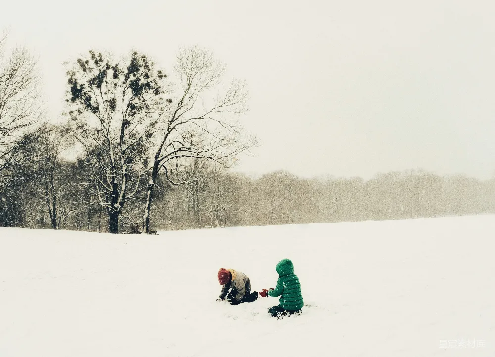 高清摄影 雪景 儿童 冬季 户外活动 家庭时光 雪地里的冬日温馨
