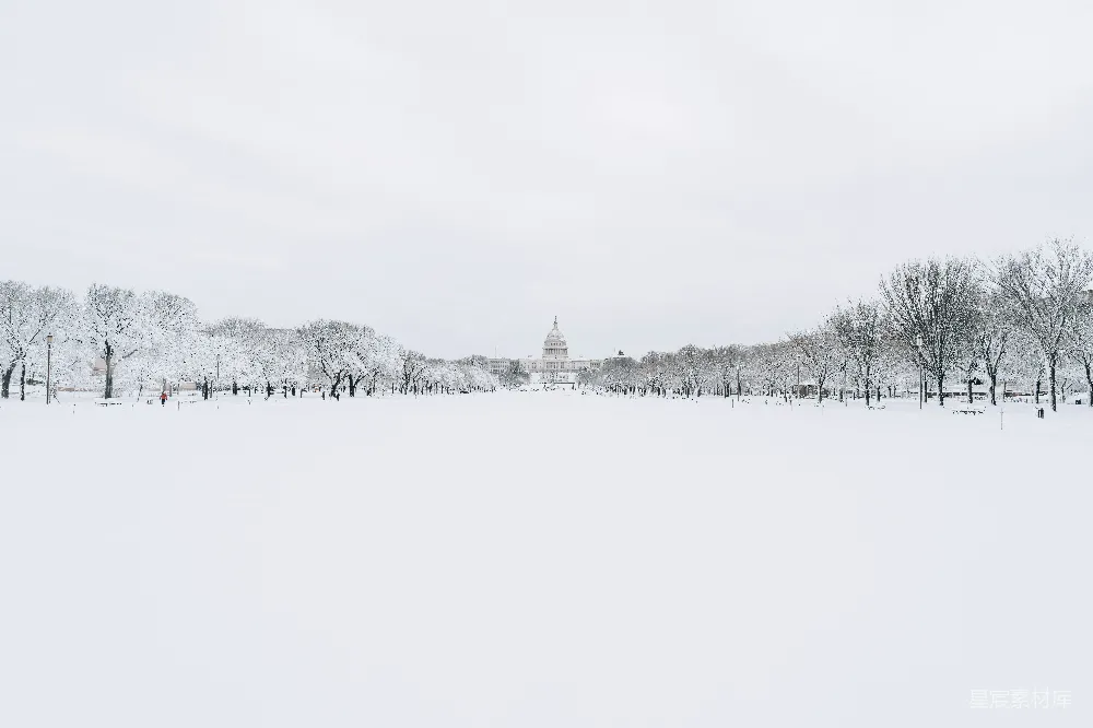 高清摄影 雪景 华盛顿 冬季 公园 建筑 雪后的华盛顿国家广场