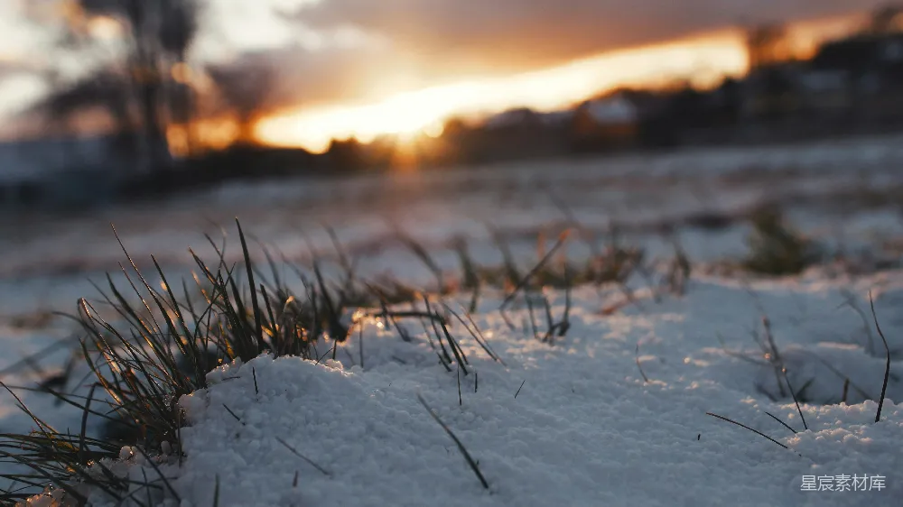 高清摄影 雪地 夕阳 冬景 自然风光 宁静 冬日夕阳下的雪地