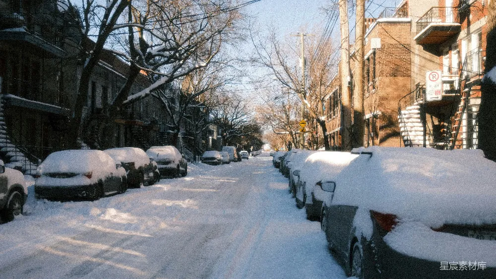 高清摄影 雪景 城市 冬日 宁静 街道 冬日雪景中的宁静街道