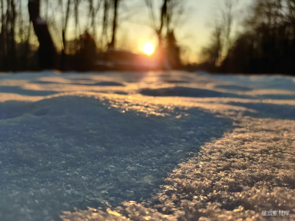 高清摄影 冬日 晨曦 雪地 自然 宁静 冬日晨曦下的雪地