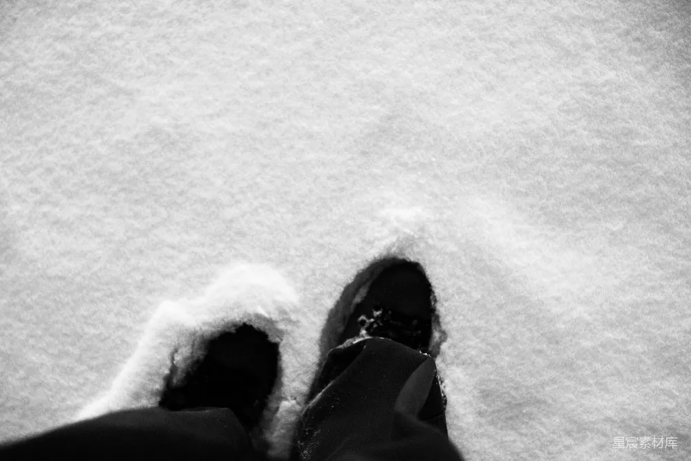 高清摄影 雪地 足迹 黑白 户外 冬日 雪地足迹