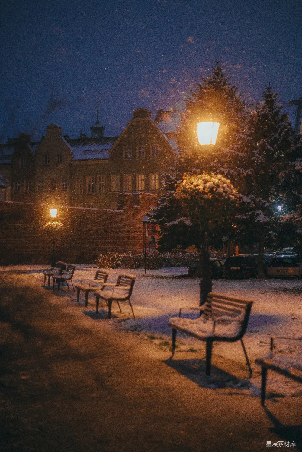 高清摄影 冬夜 静谧 温暖 雪景 城市 冬夜的静谧与温暖
