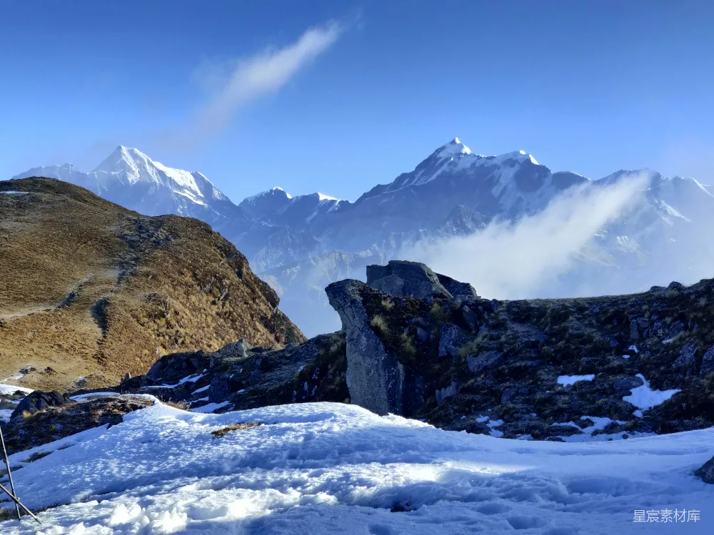 高清摄影 雪山 宁静 自然 风景 冬季 雪山之巅的宁静