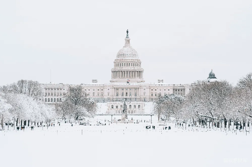高清摄影 雪景 国会大厦 冬季 城市景观 历史建筑 冬日雪景中的国会大厦