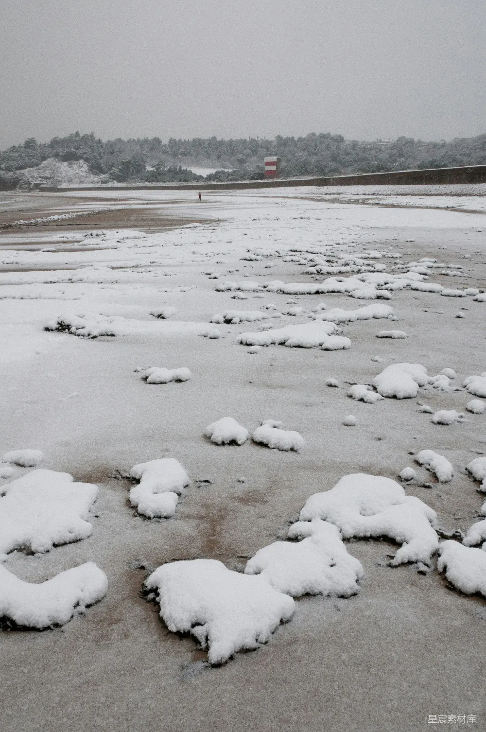 高清摄影 雪景 海滩 自然 冬日 孤独 雪中的海滩：宁静与孤独