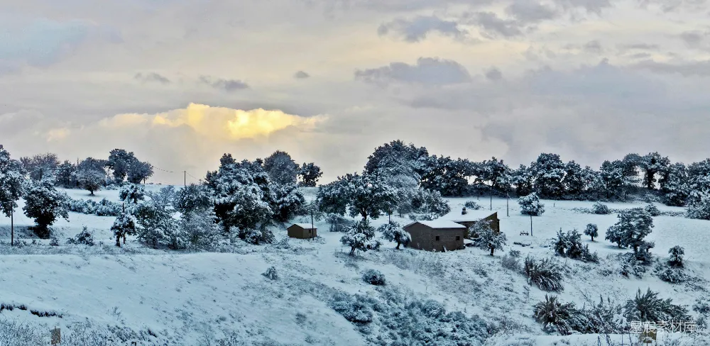 高清摄影 雪景 乡村 宁静 冬日 自然 冬日雪景中的宁静小屋