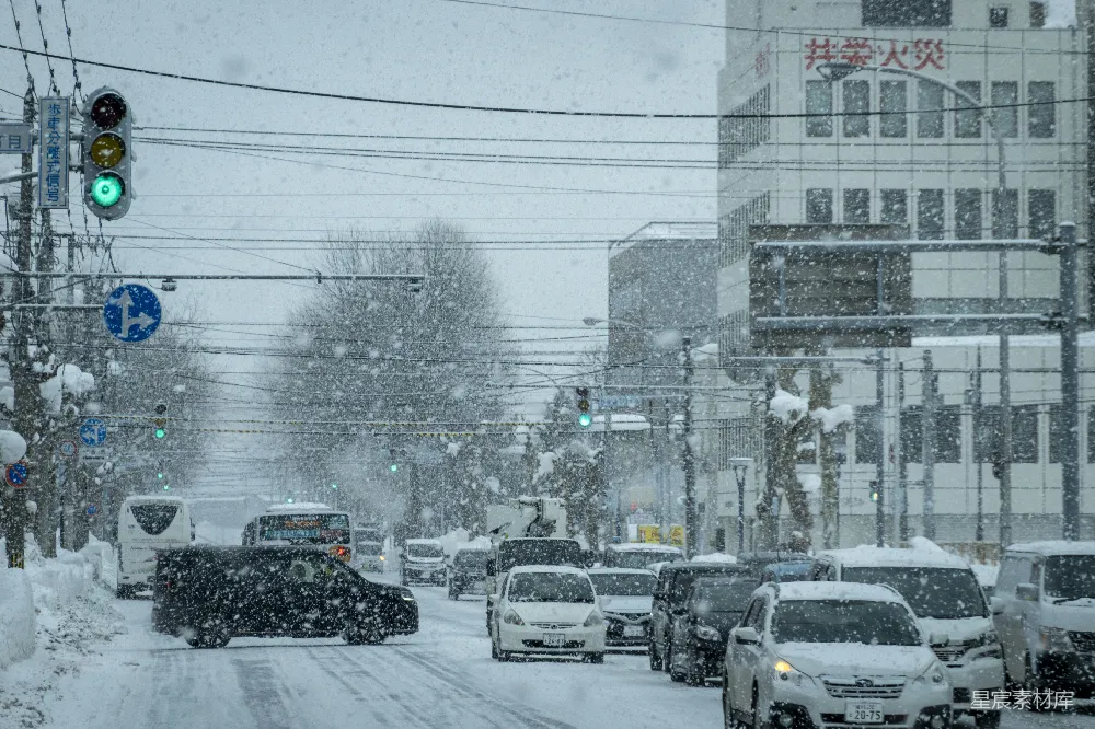 高清摄影 雪景 城市 交通 冬季 街道 雪中的城市街道