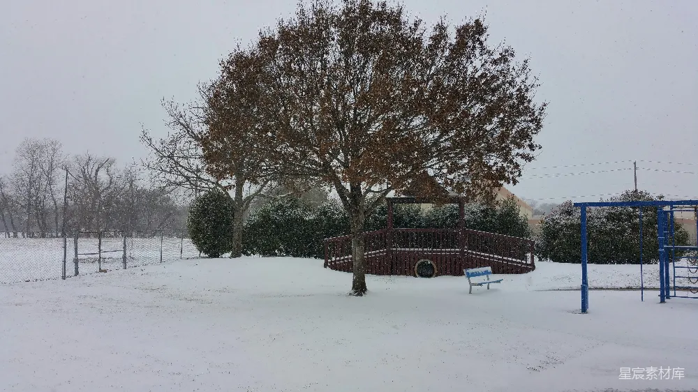 高清摄影 雪景 公园 冬季 户外 宁静 雪中的公园角落