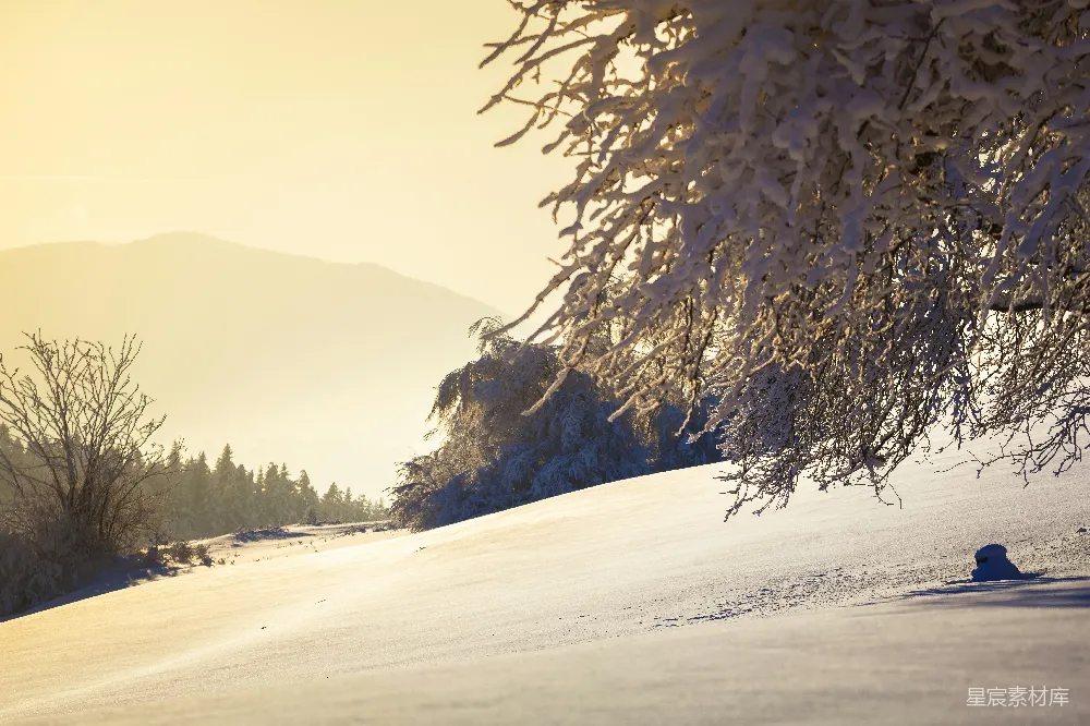 高清摄影 冬日 山景 晨光 雪景 自然 冬日山间晨曦