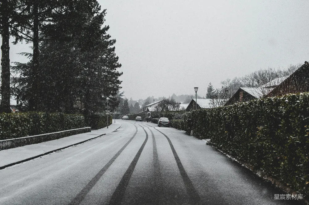 高清摄影 雪景 乡村 道路 宁静 自然 雪中宁静的乡村道路