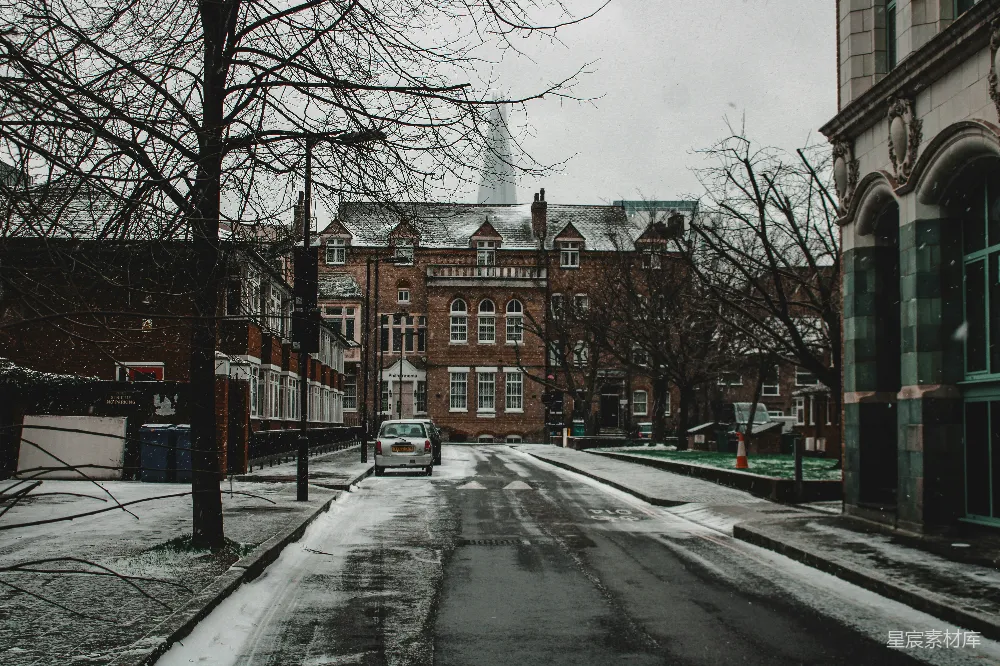 高清摄影 冬日 街道 静谧 建筑 雪景 冬日街道的静谧时光