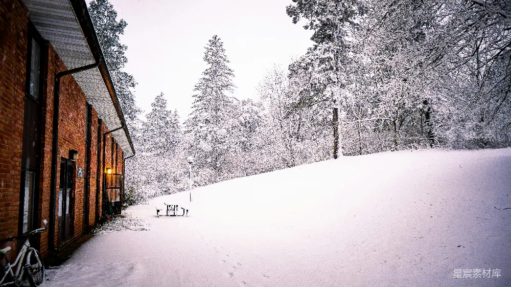 高清摄影 冬日 雪景 小屋 宁静 自然 冬日雪景中的宁静小屋