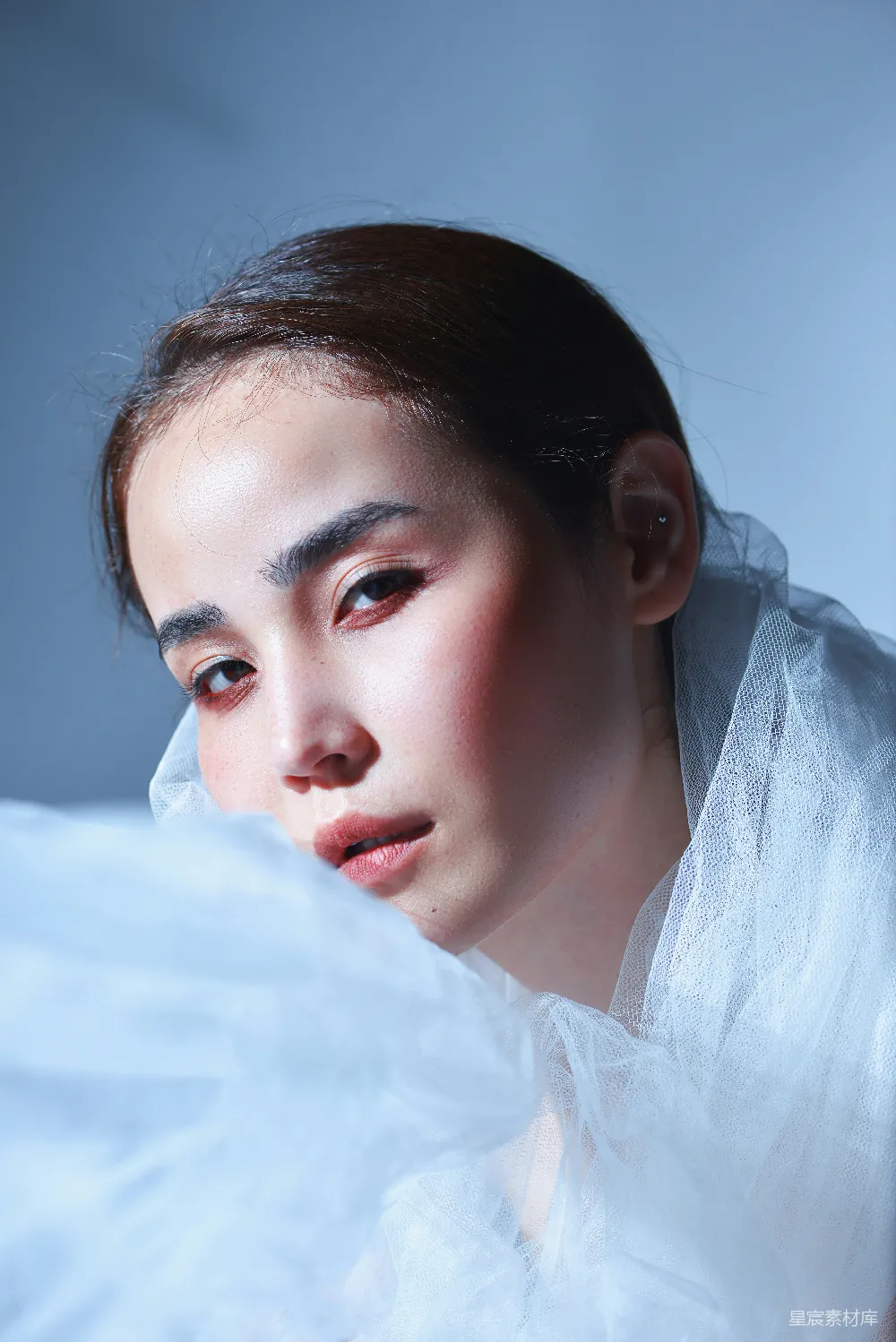 高清摄影 女性肖像 柔美风格 婚纱摄影 情感表达 光影效果 梦幻纱幕下的温柔时刻