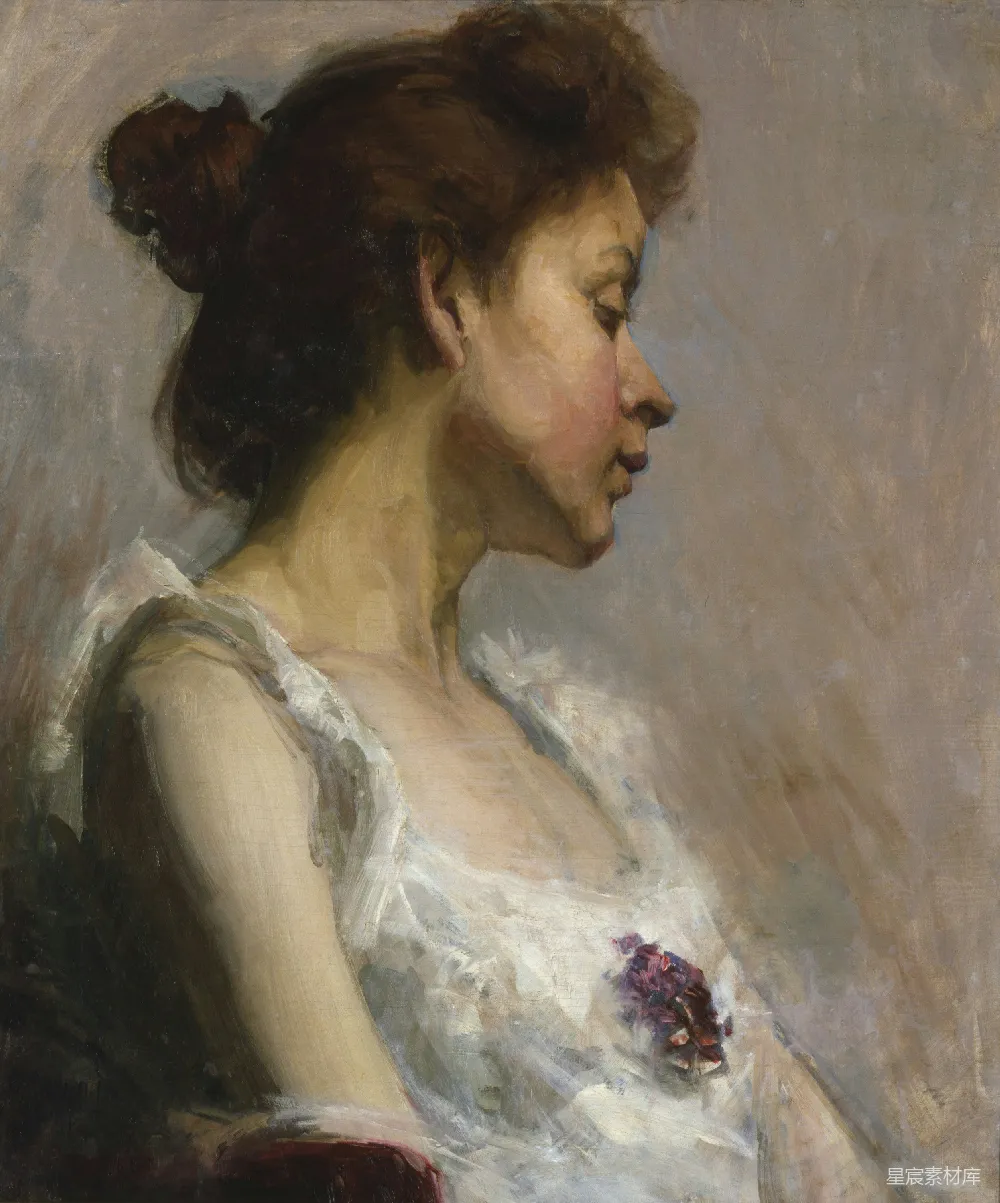 高清摄影 人物肖像 油画 女性 写实风格 静物 侧脸女子肖像