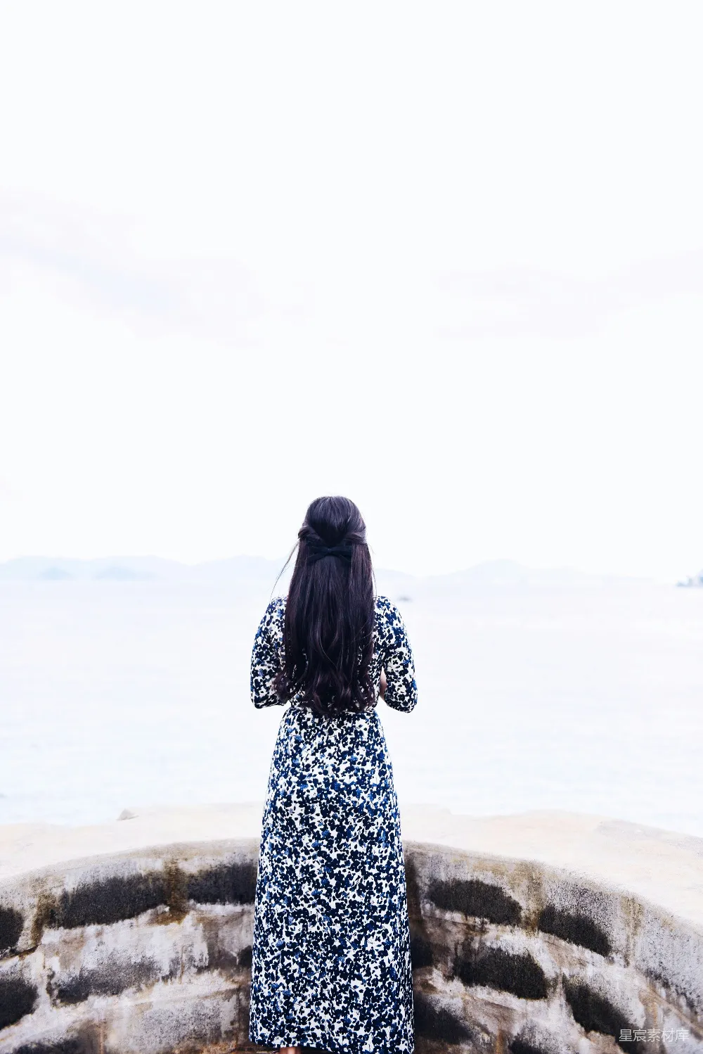 高清摄影 海边 背影 长裙 自然 宁静 海边的背影