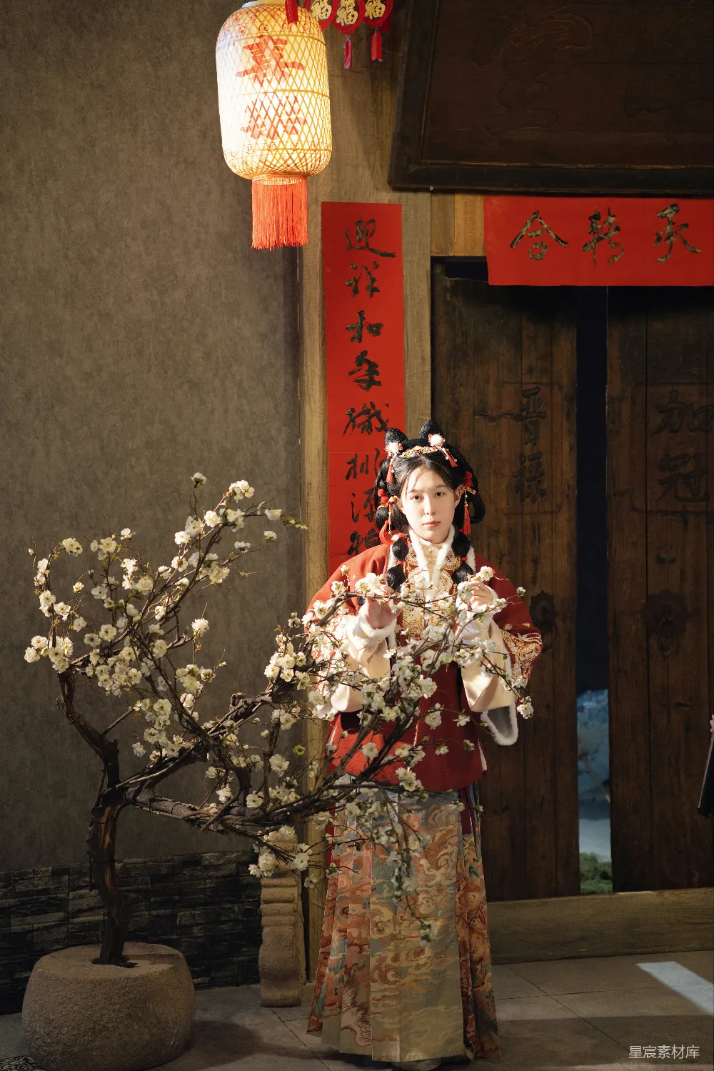 高清摄影 古风 传统服饰 节日氛围 古典美学 室内场景 古风女子与梅花