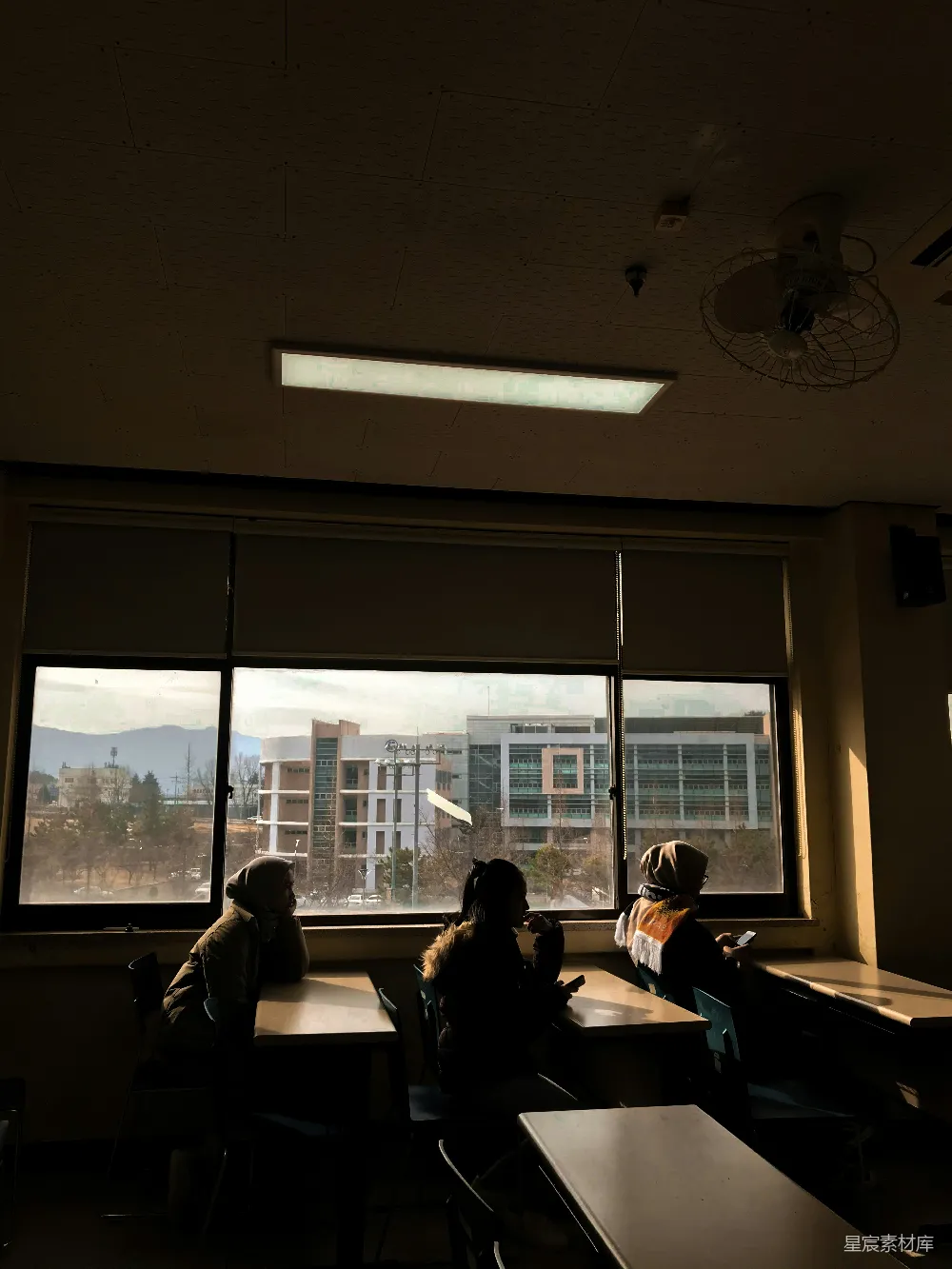 高清摄影 教室 午后 学生 自然光 学习 窗边的午后时光