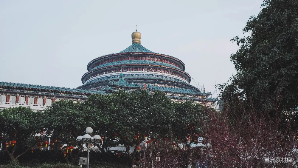 高清摄影 重庆 传统建筑 清晨 旅游景点 历史建筑 重庆人民大礼堂的美丽清晨