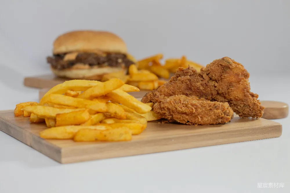 高清摄影 炸鸡 薯条 汉堡 美食 快餐 美味炸鸡薯条汉堡组合