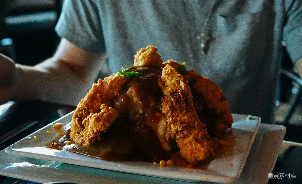 高清摄影 炸鸡 土豆泥 美食 餐厅 美味 炸鸡配土豆泥
