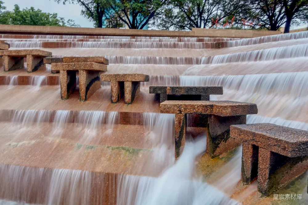 高清摄影 流水 石阶 自然 景观 城市 流动的阶梯
