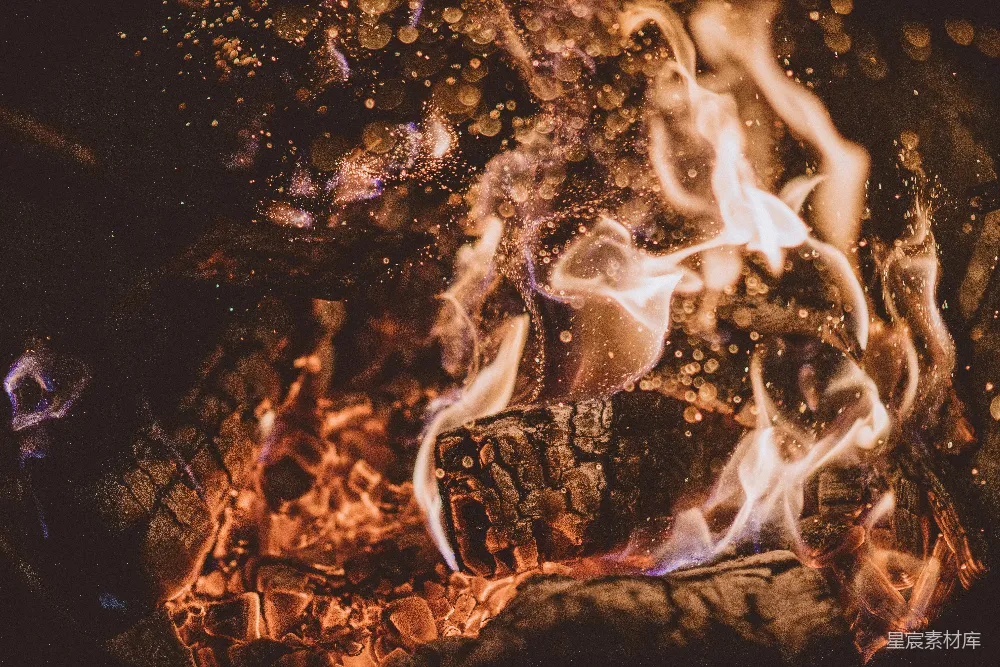 高清摄影 篝火 火焰 夜晚 温暖 户外 熊熊燃烧的篝火