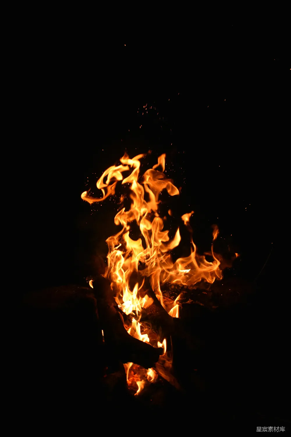 高清摄影 篝火 黑暗 温暖 户外 自然 夜幕下的篝火