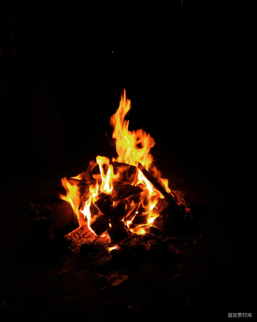 高清摄影 篝火 夜晚 温暖 户外 自然 篝火的温暖