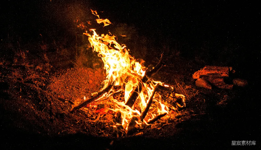 高清摄影 篝火 夜晚 自然 户外 温暖 篝火夜景