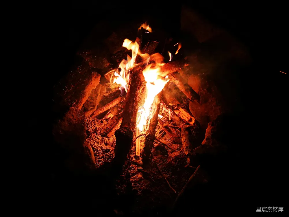 高清摄影 篝火 夜晚 温暖 户外 火光 篝火夜景