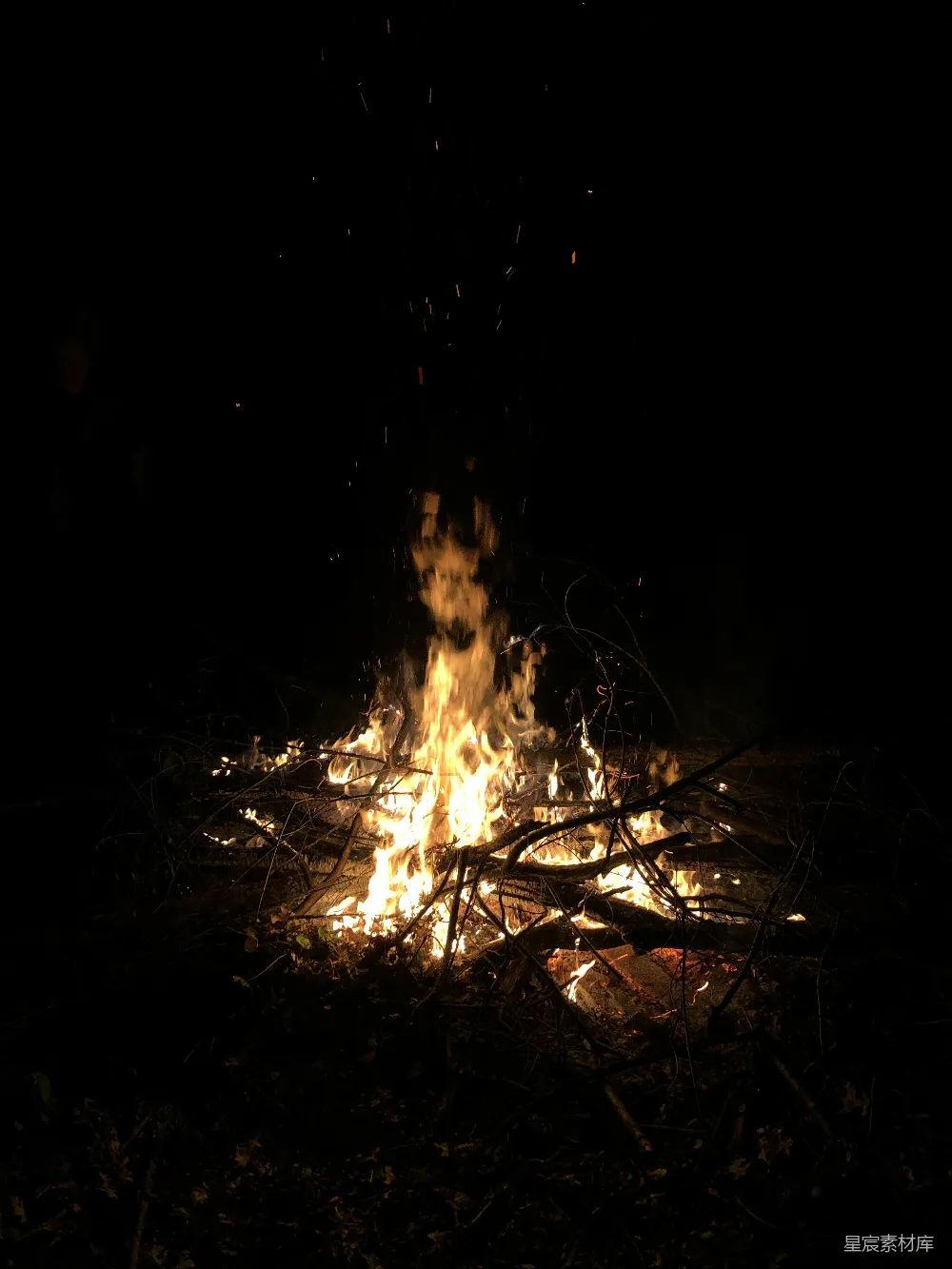 高清摄影 篝火 夜晚 户外 自然 温暖 夜幕下的篝火