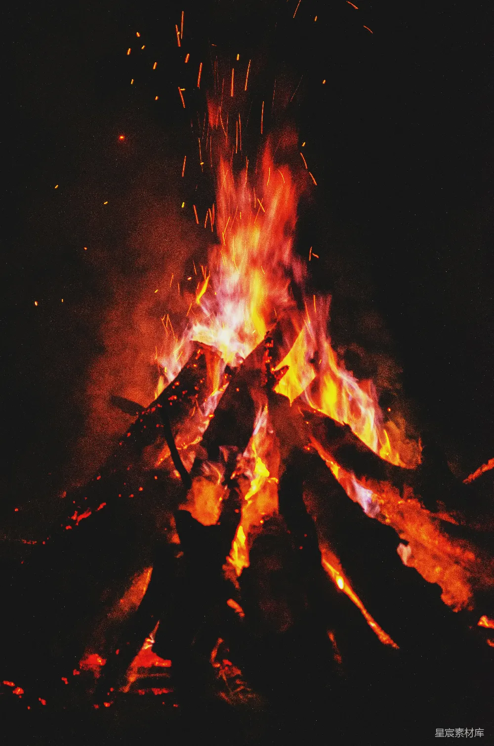 高清摄影 篝火 夜景 自然 火焰 户外 夜幕下的篝火